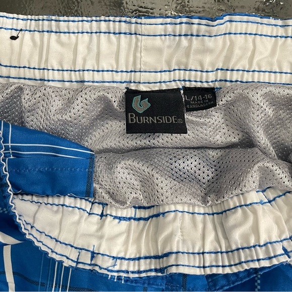 Blue and white burnside swim trunks. Size kids large. - Picture 4 of 4